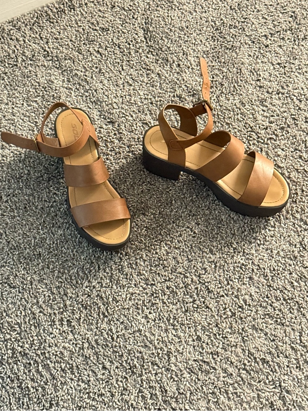 Soda Brown Strappy Platform Sandals